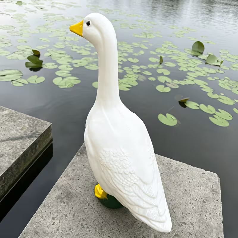 22.5-Inch White Porch Goose Statue