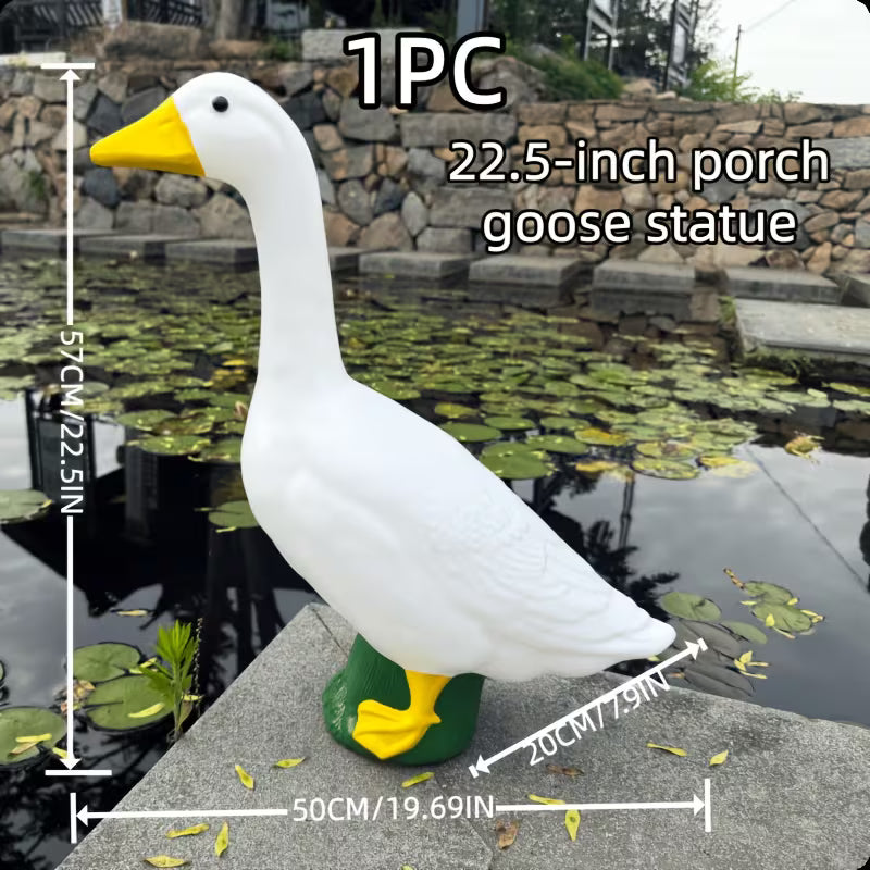 22.5-Inch White Porch Goose Statue