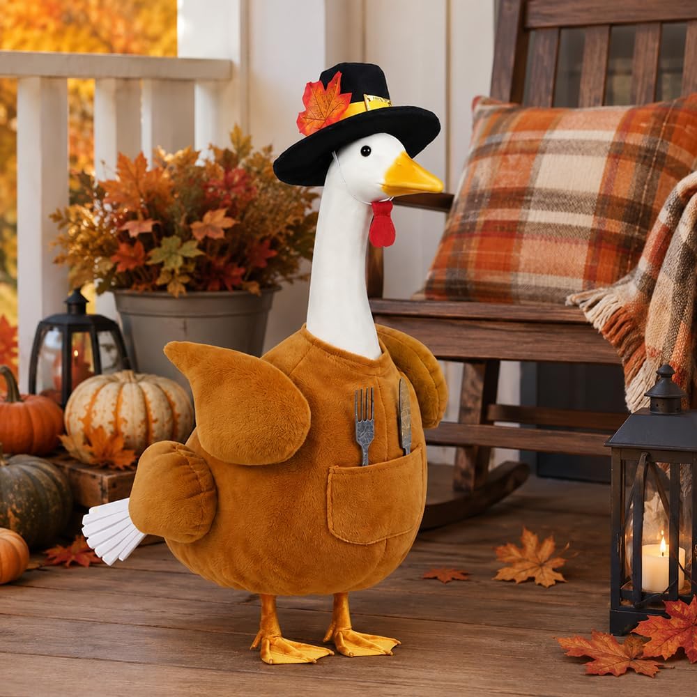 Thanksgiving Turkey Porch Goose Outfit with Cutlery