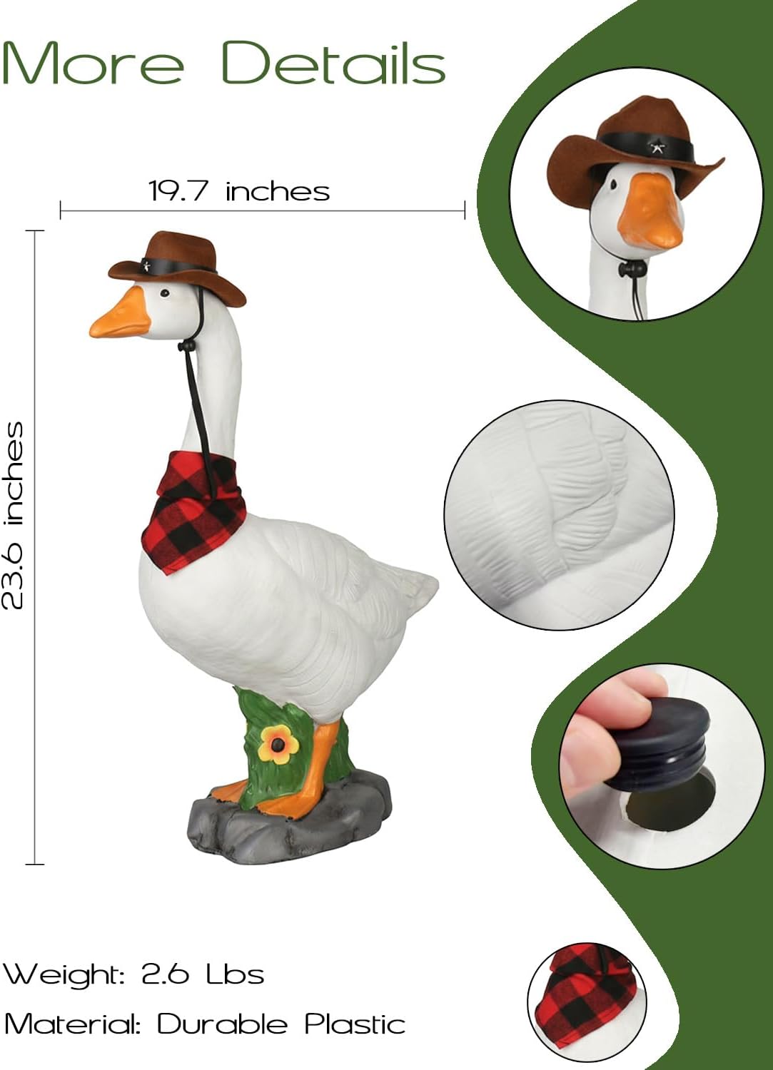 23-Inch Adjustable Porch Goose Statue