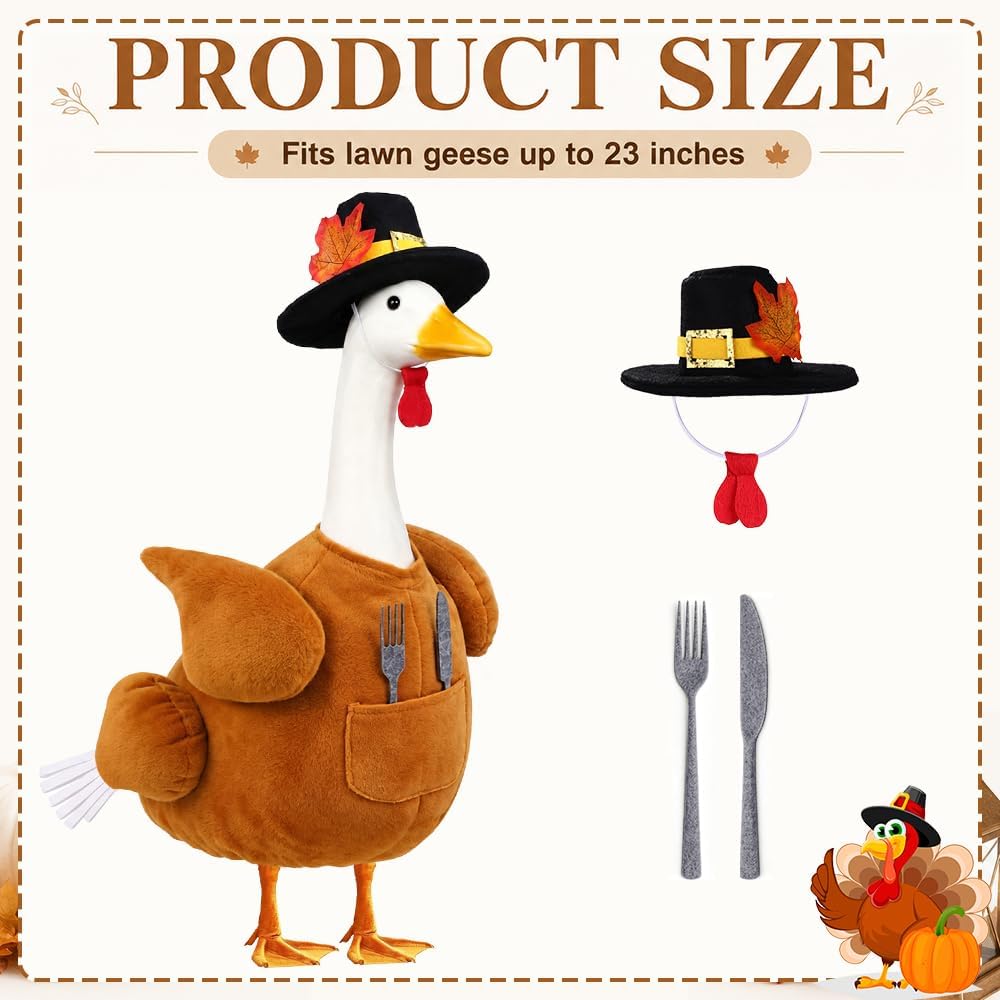 Thanksgiving Turkey Porch Goose Outfit with Cutlery