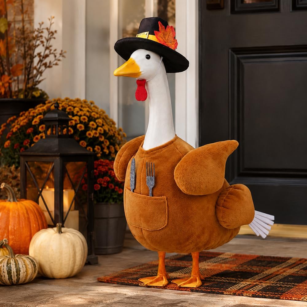 Thanksgiving Turkey Porch Goose Outfit with Cutlery