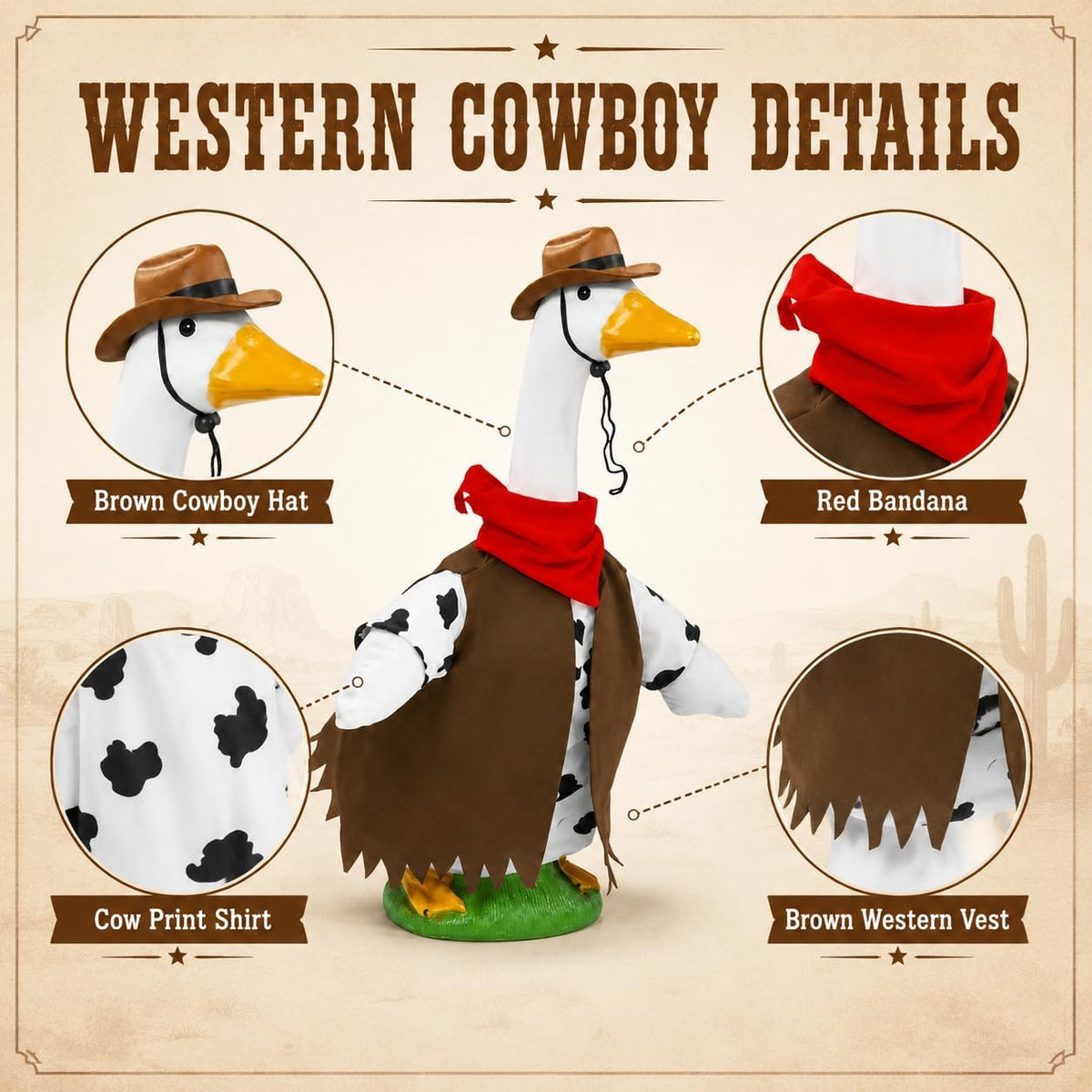 Cow Print Cowboy Porch Goose Outfit