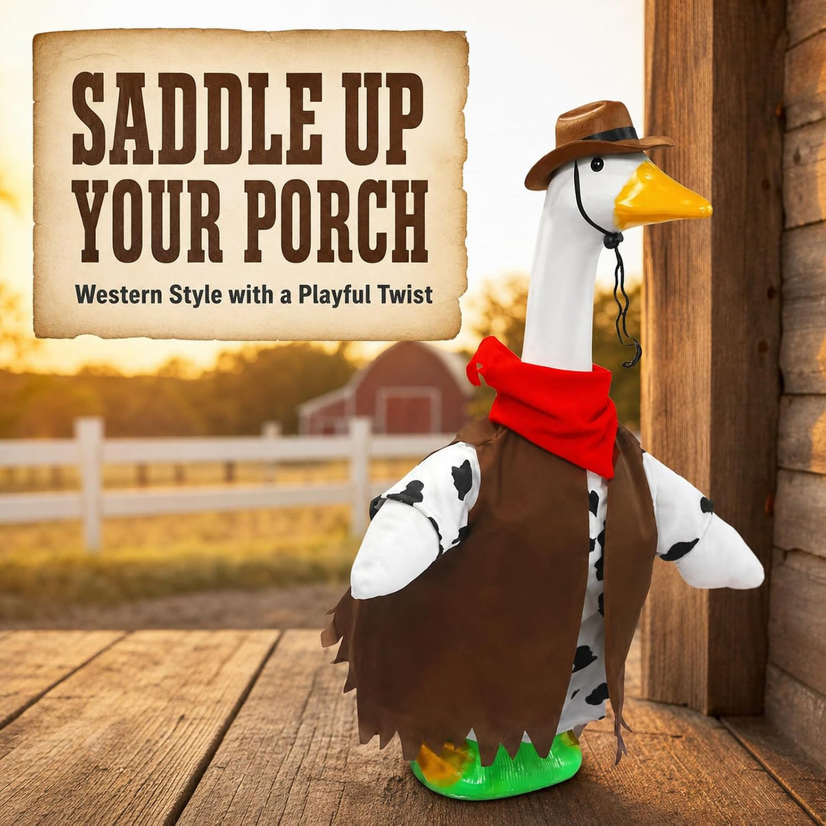 Cow Print Cowboy Porch Goose Outfit