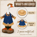 Fall Scarecrow Porch Goose Outfit with Straw Hat
