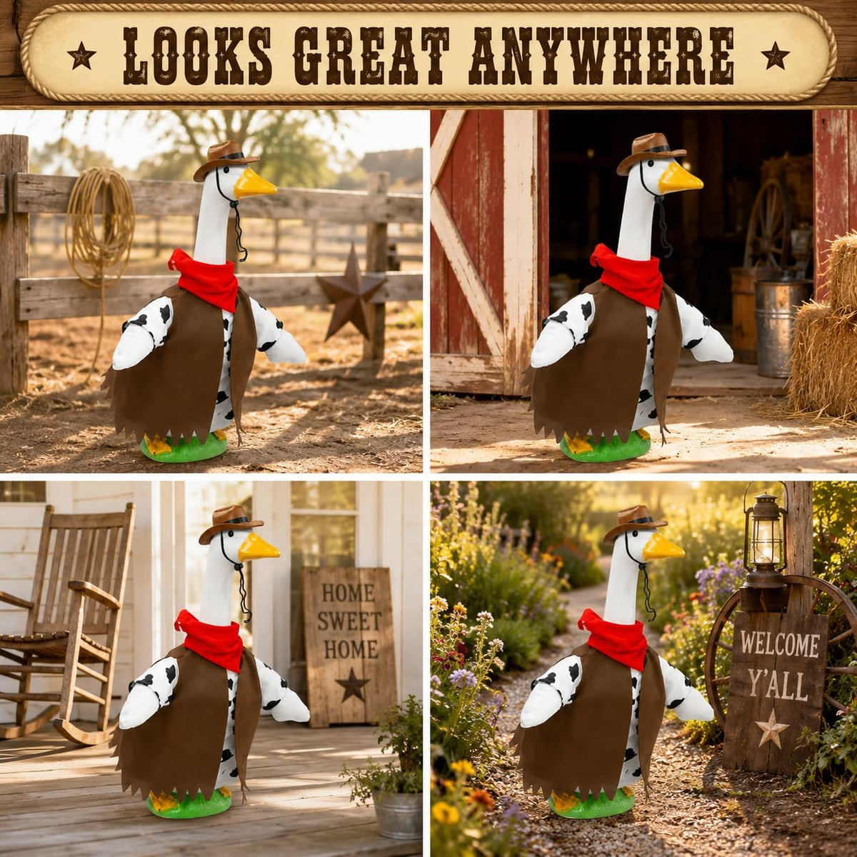 Cow Print Cowboy Porch Goose Outfit