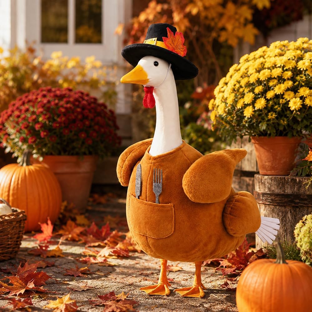 Thanksgiving Turkey Porch Goose Outfit with Cutlery