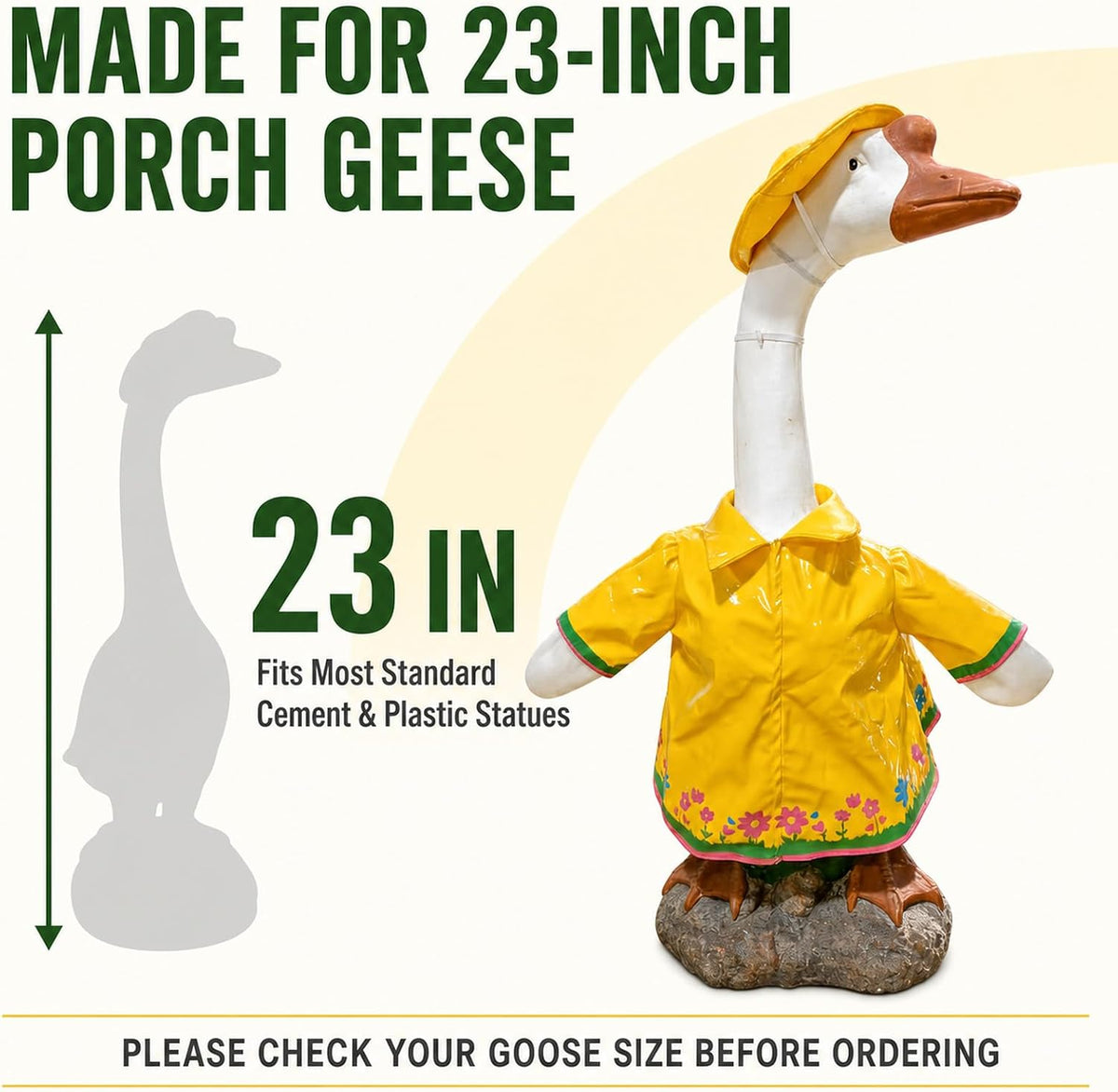Yellow Raincoat Porch Goose Outfit with Umbrella & Hat