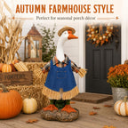 Fall Scarecrow Porch Goose Outfit with Straw Hat