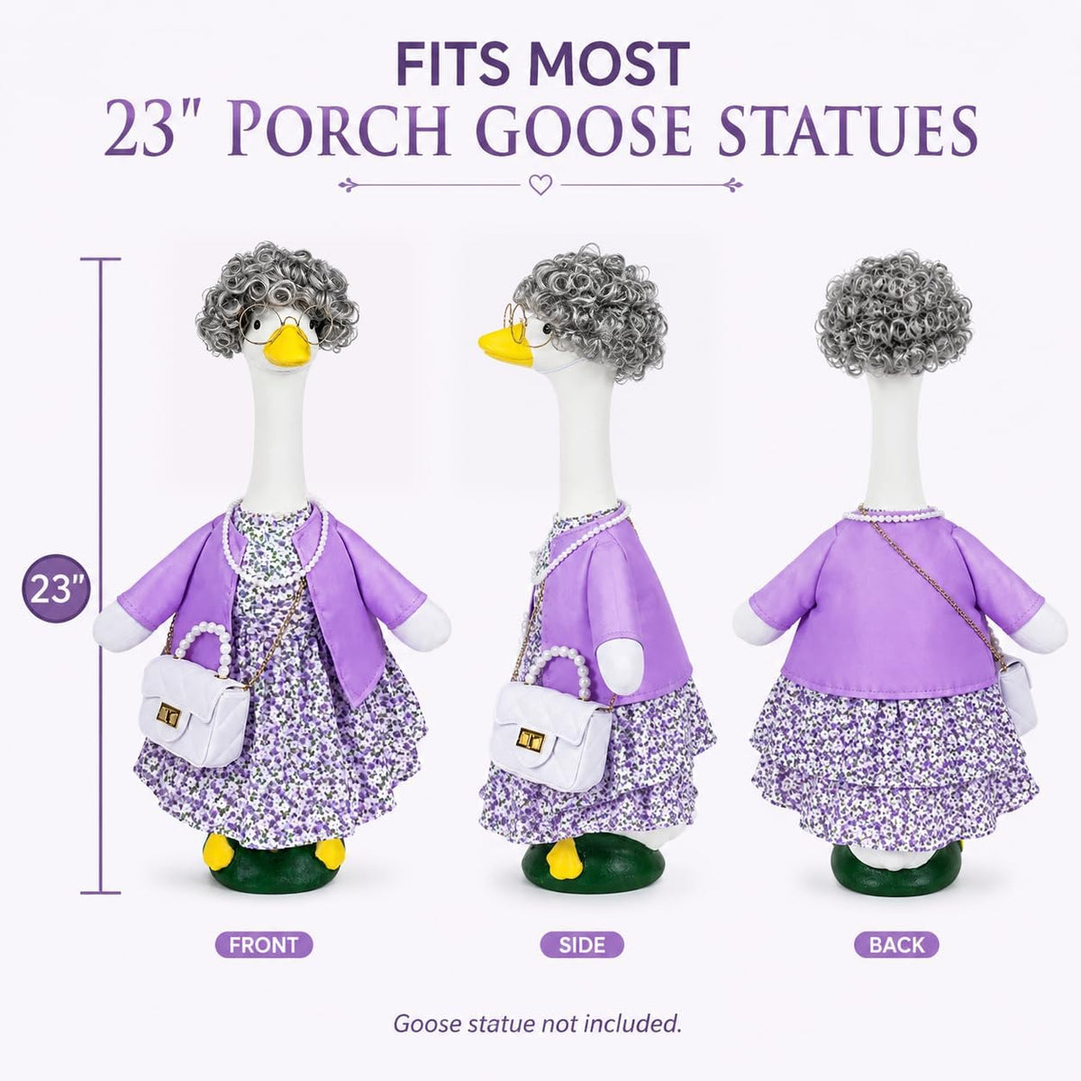 Grandma Porch Goose Outfit with Wig & Glasses