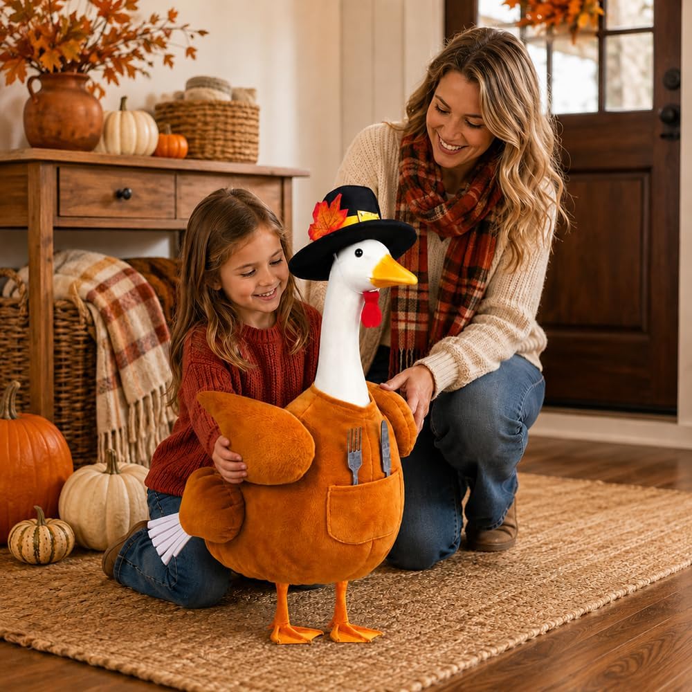 Thanksgiving Turkey Porch Goose Outfit with Cutlery