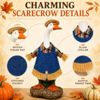 Fall Scarecrow Porch Goose Outfit with Straw Hat
