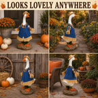 Fall Scarecrow Porch Goose Outfit with Straw Hat