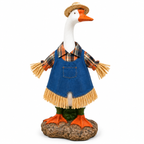 Fall Scarecrow Porch Goose Outfit with Straw Hat